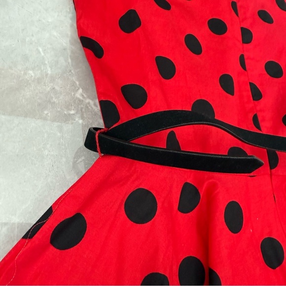 Women’s Grace Karin Retro Polka Dot Flare Sleeveless Dress With Belt Medium - Picture 10 of 16